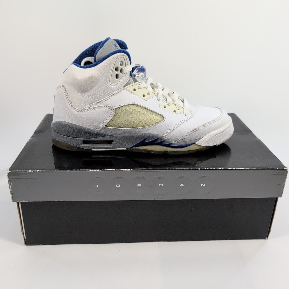 Air Jordan 5 Retro Youth Size 5Y White/Sport Royal Stealth 5/10/06 134092-142